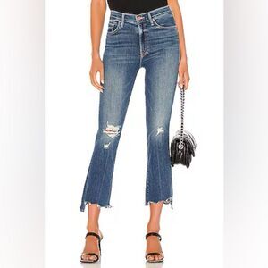 MOTHER The Insider Crop Step Chew Denim Jeans Cropped Dancing On Coals Size 26